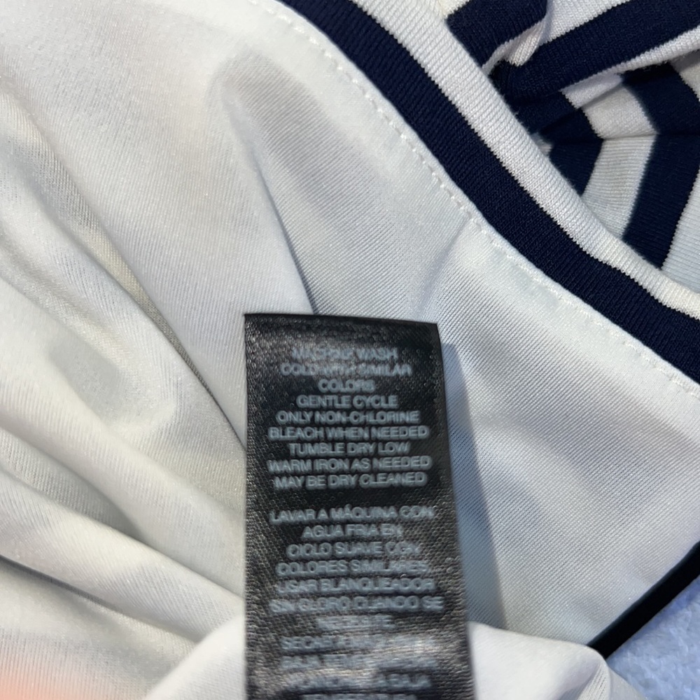 124. WHBM long sleeve stripe peplum bodice, officer blue with white stripes - Picture 10 of 10